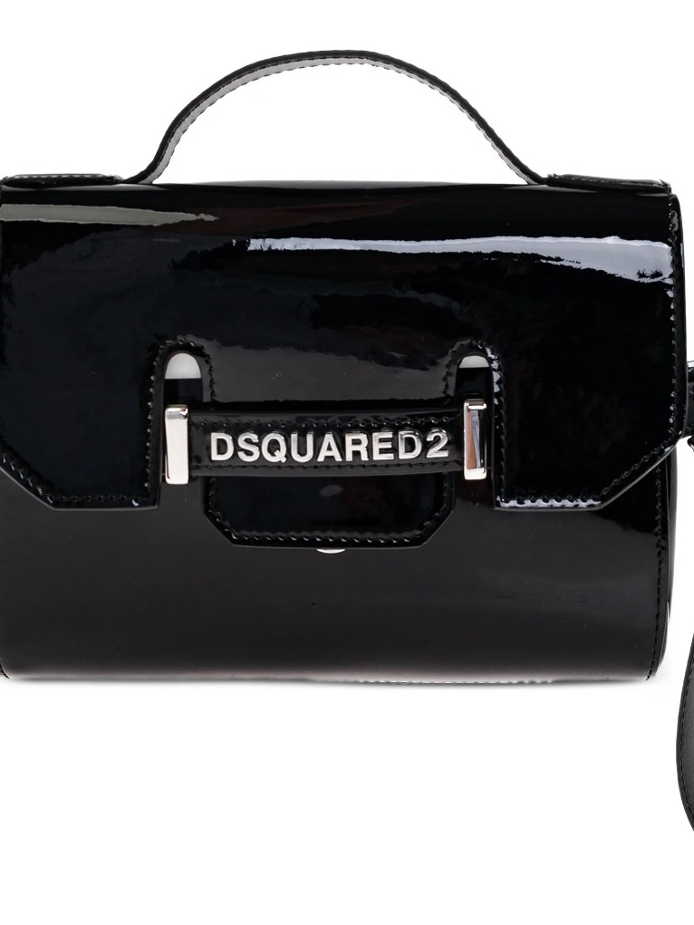 Dsquared2 Black Patent Leather Crossbody Satchel